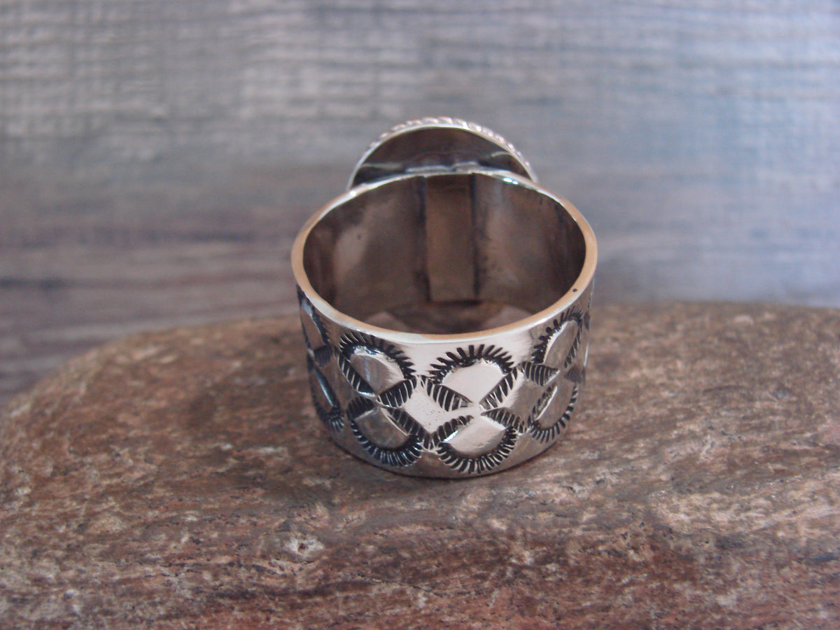 Native American Nickel Silver & Turquoise Scarf Ring by Cleveland