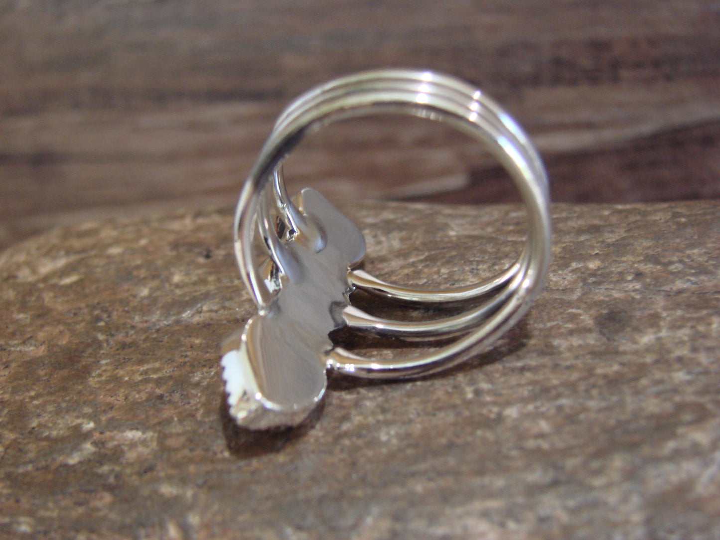 Native American Sterling Silver & Spiny Oyster Heart Ring by P. Smith - Size 9.5