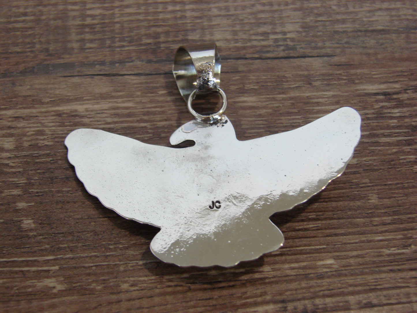 Native American Nickel Silver & Howlite Eagle Pendant - Cleveland