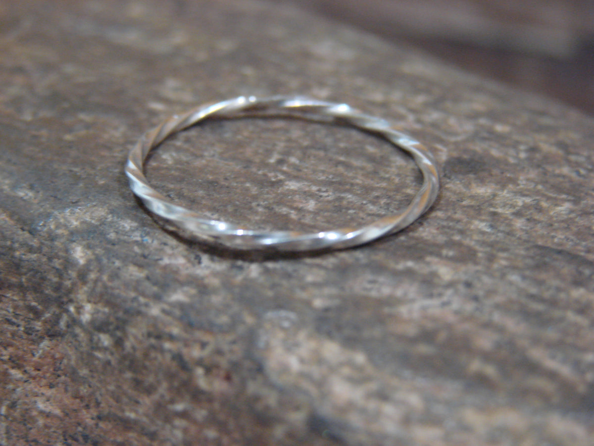 Native American Sterling Silver Ring Band by Tsosie - Size 7