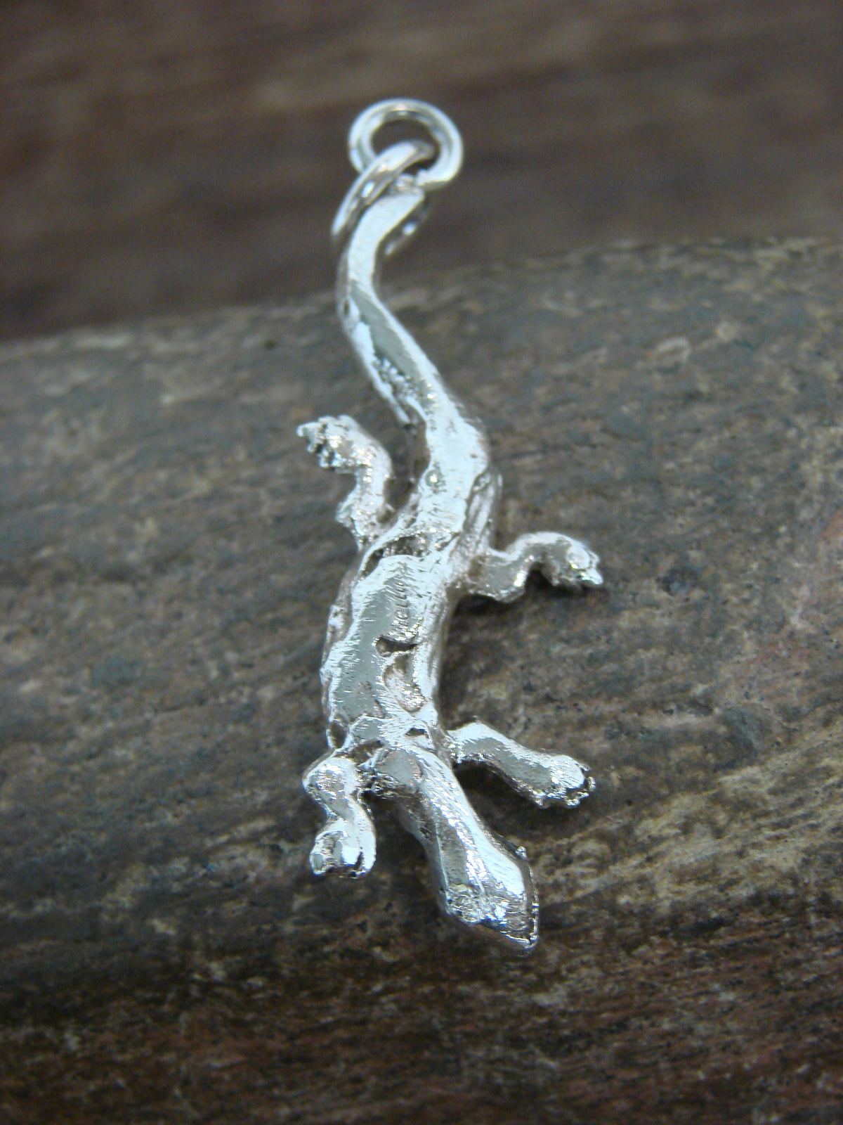 Native American Sterling Silver & Turquoise Lizard Pendant - Laweka