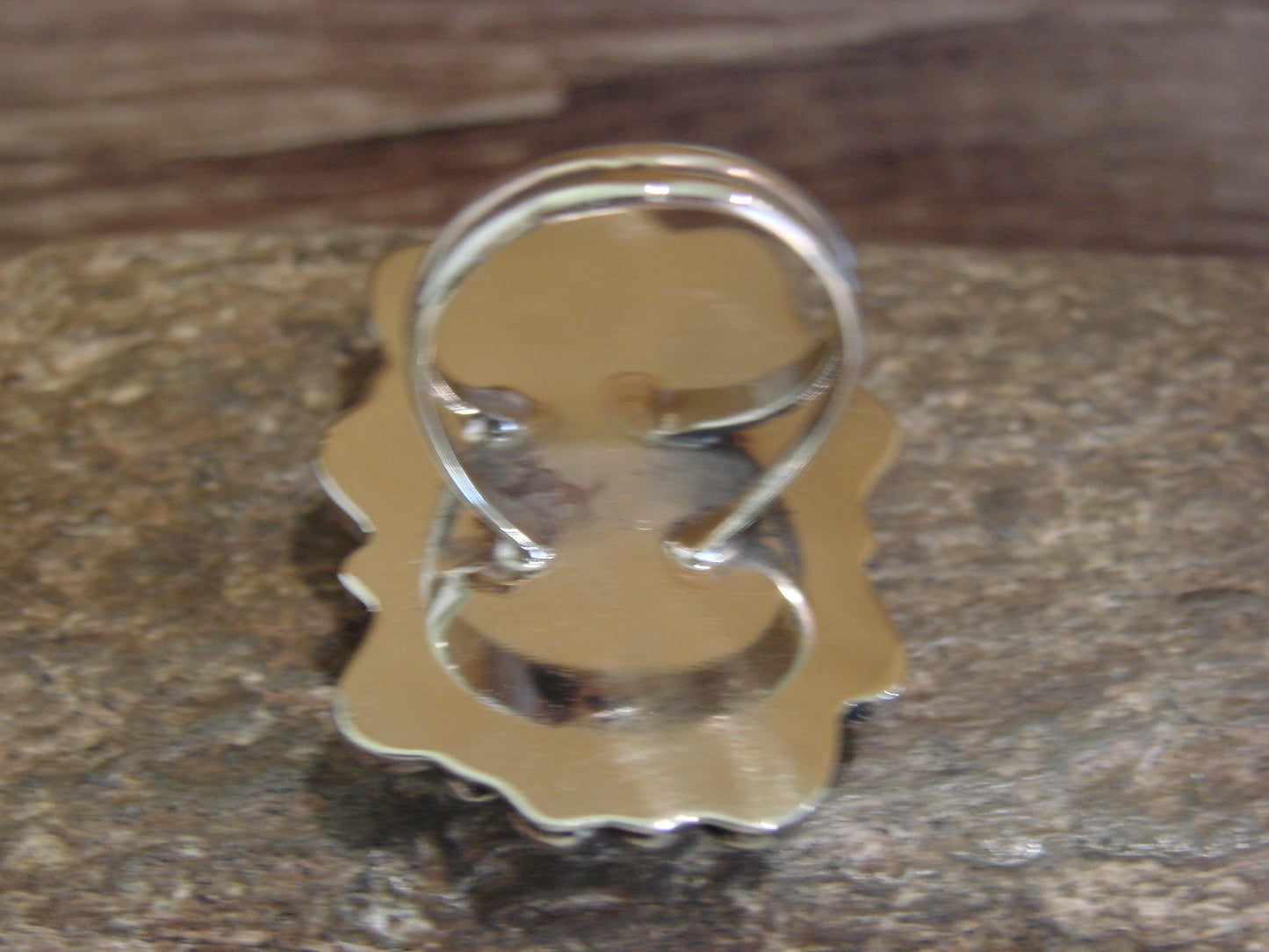 Native American Nickel Silver & Turquoise Ring by Cleveland - Size 10.5