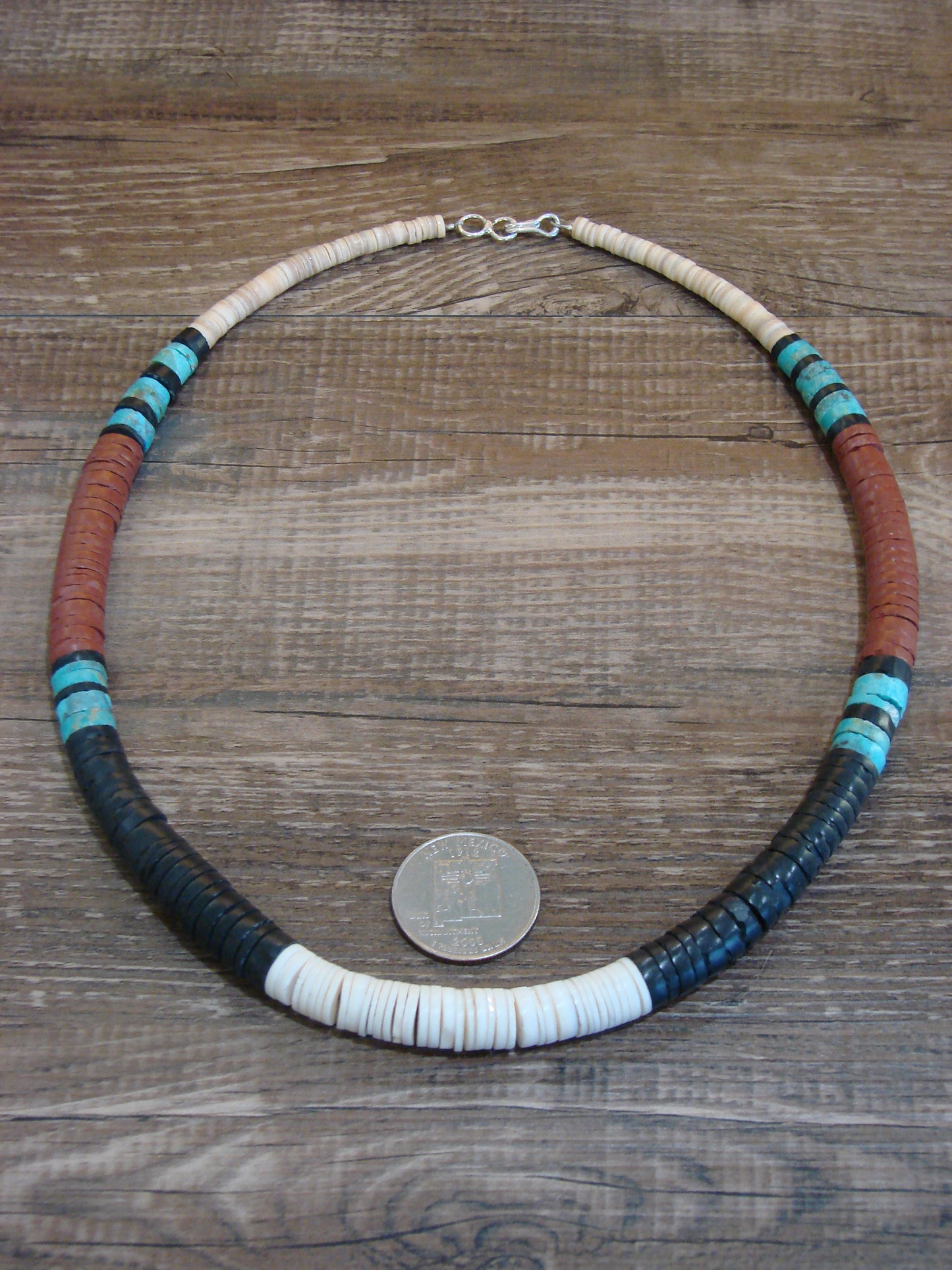 Native American 19" Santo Domingo Multi Stone Heishi Necklace - Crespin