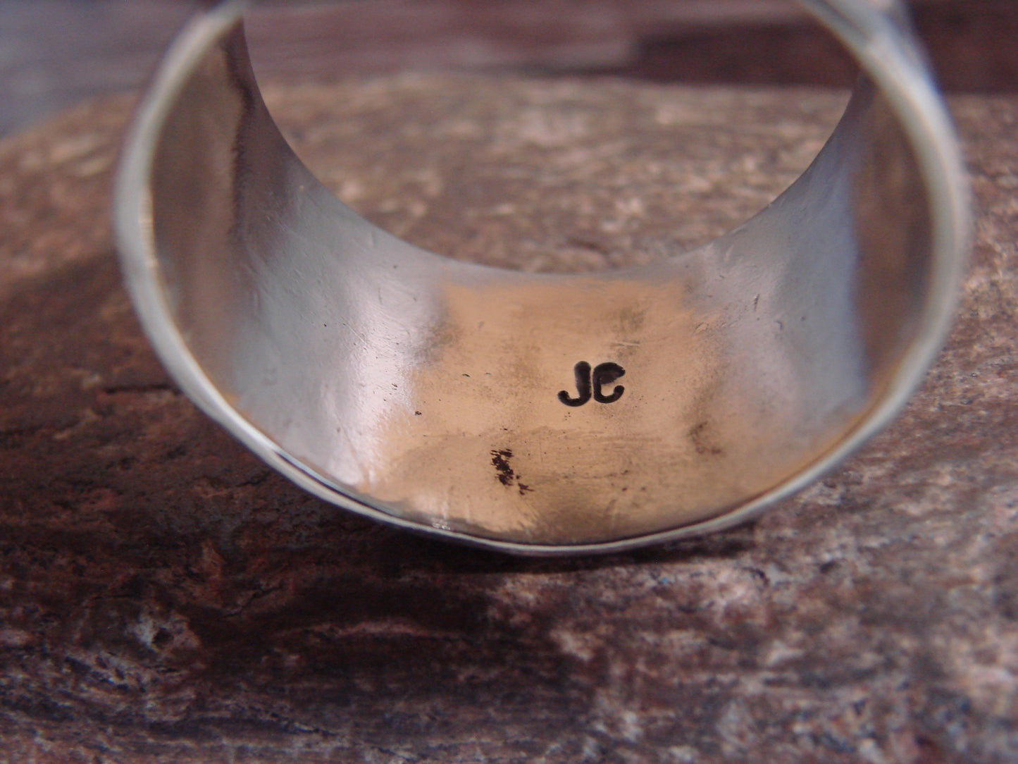 Native American Nickel Silver & Turquoise Scarf Ring by Cleveland