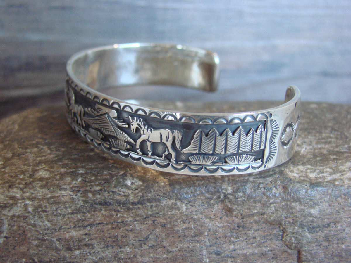 Native American Sterling Silver Horse Bracelet by Delgarito
