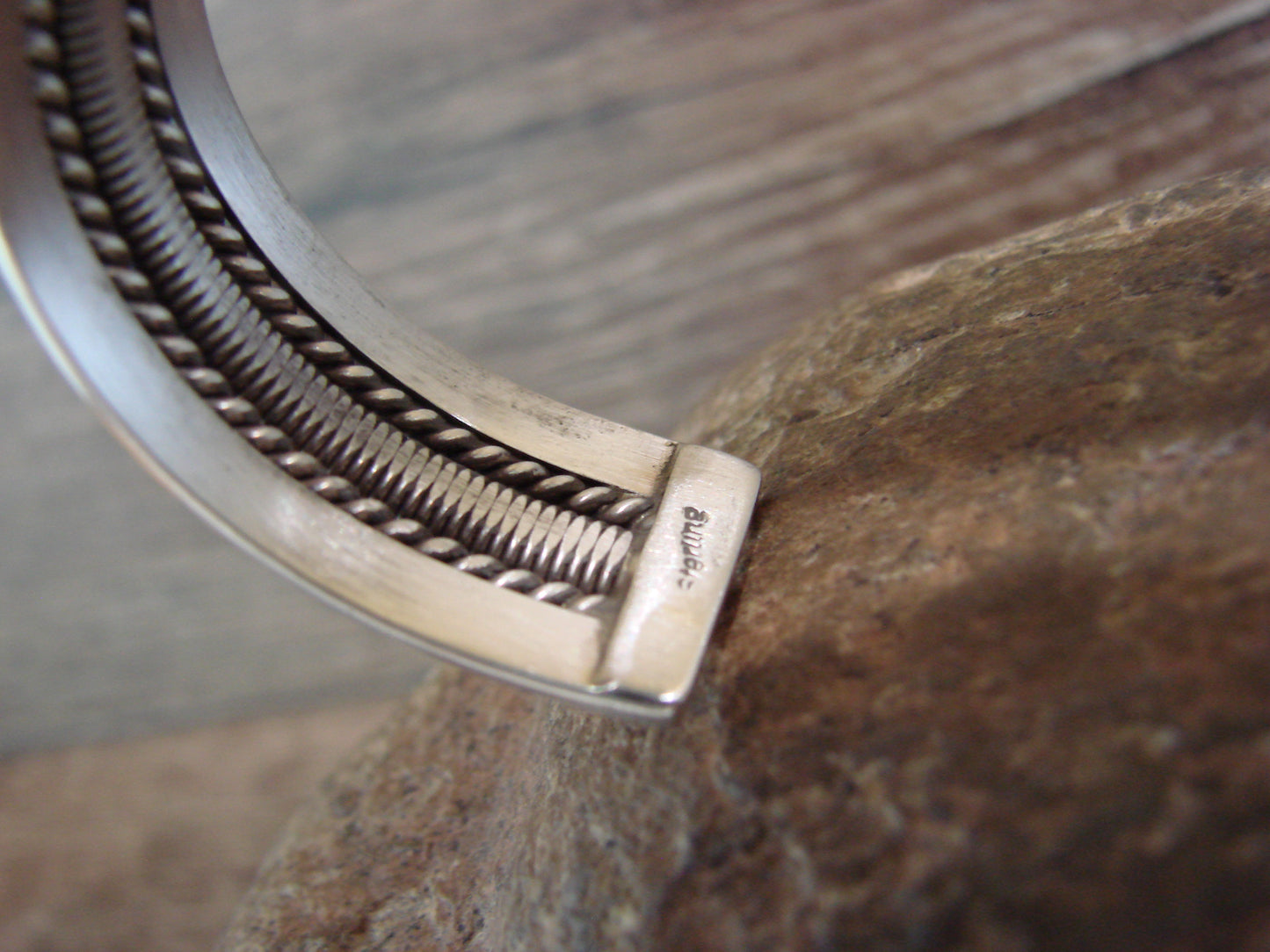 Native American Navajo Indian 5/8" Twisted Sterling Silver Bracelet by Tahe