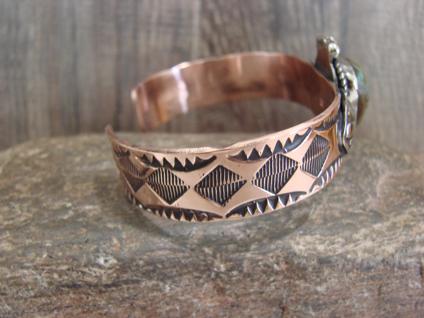 Native American Copper & Turquoise Bracelet by Cleveland