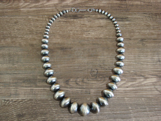Native American Sterling Silver Graduated Navajo Pearl 20" Necklace by Haley