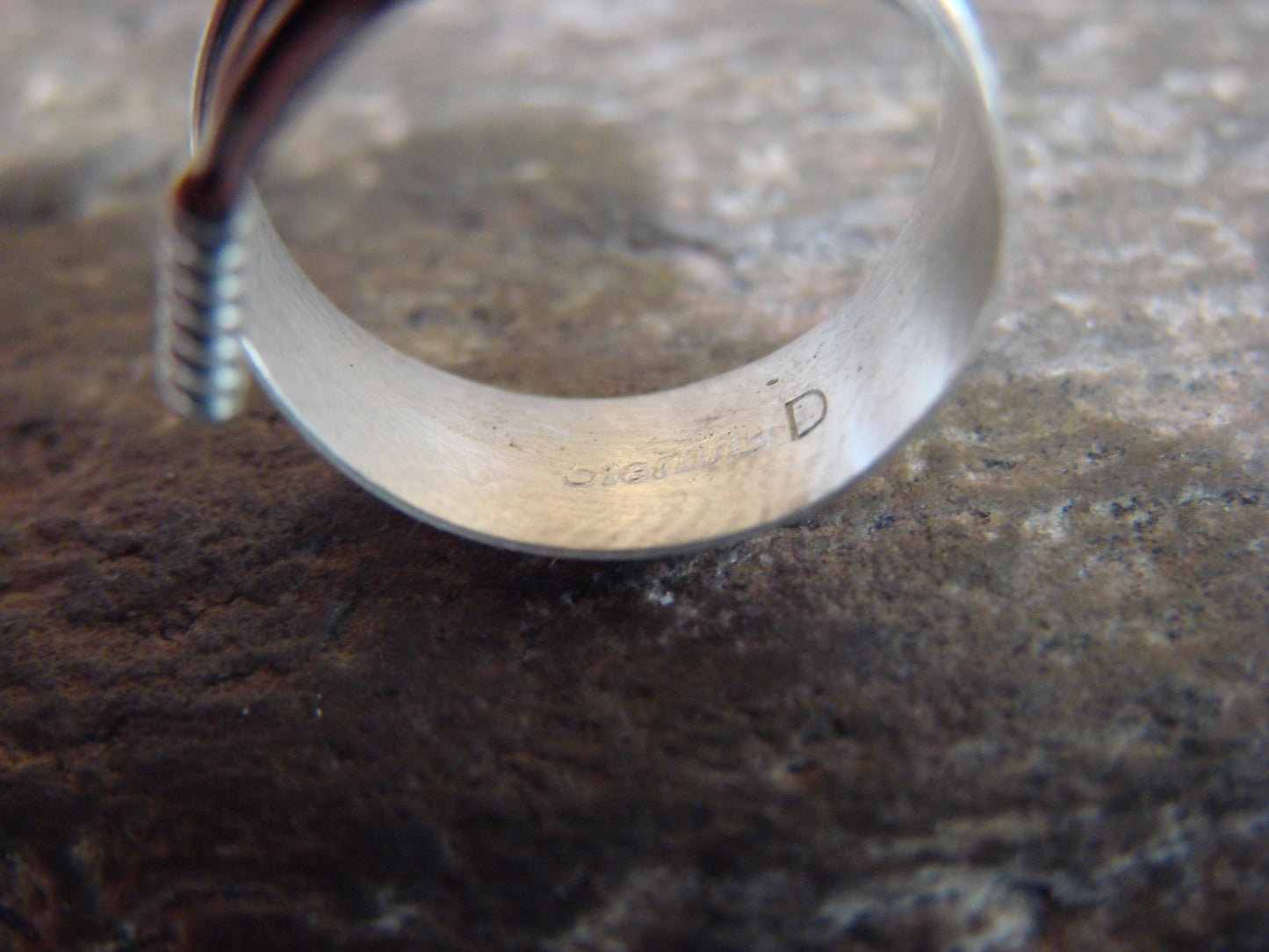 Native American Sterling Silver Adjustable Feather Ring Signed Davis