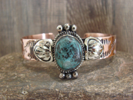 Native American Copper & Turquoise Bracelet by Cleveland