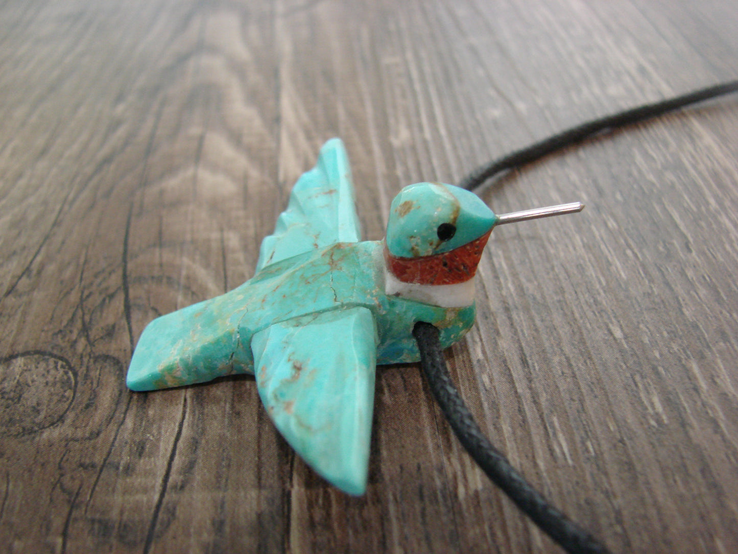 Hand Carved Turquoise Hummingbird Fetish Necklace Matt Mitchell