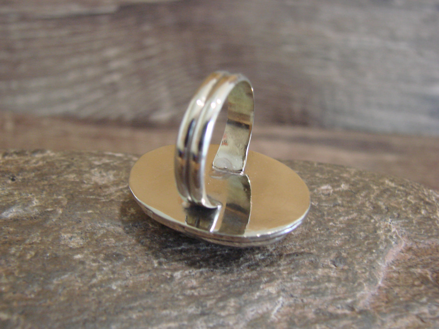 Native American Nickel Silver & Green Howlite Ring Size 7 - Cleveland