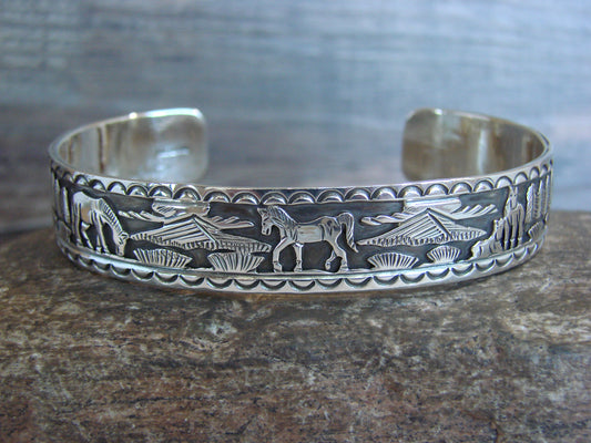 Native American Sterling Silver Horse Bracelet by Delgarito