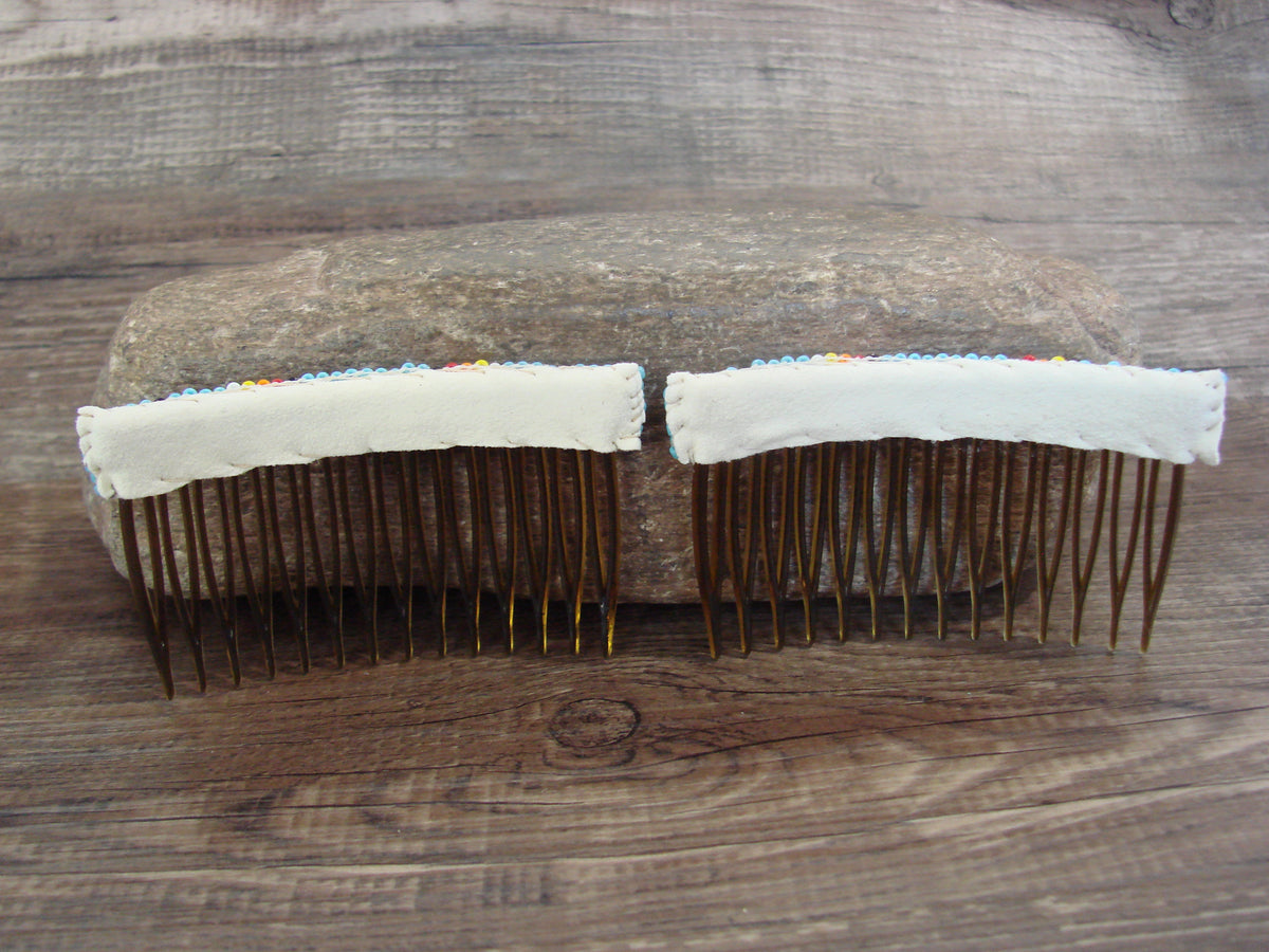Native American Hand Beaded Hair Comb Set by Cleveland