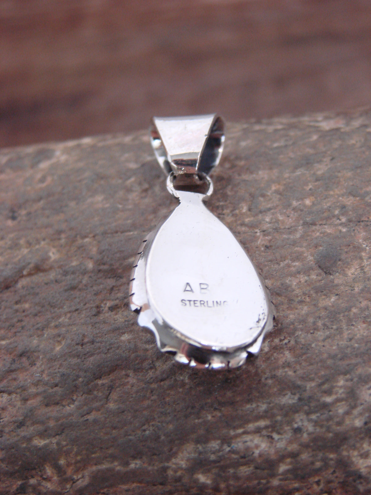 Native American Sterling Silver & Turquoise Shadowbox Pendant - Begay