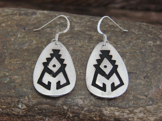Native American Sterling Silver Petroglyph Dangle Earrings - Singer