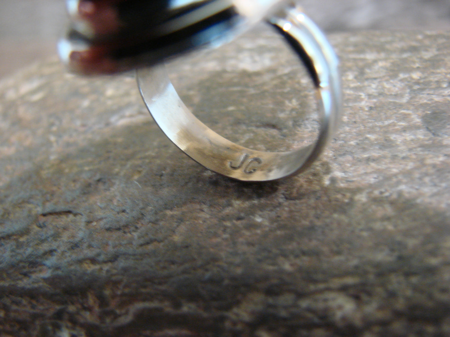 Native American Nickel Silver & Green Howlite Ring Size 7 - Cleveland