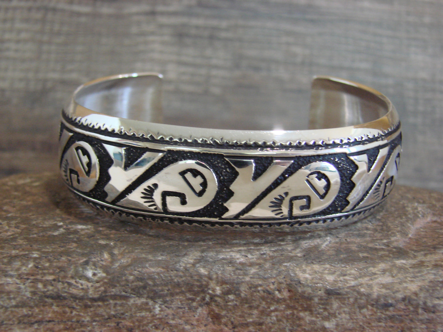 Native American Sterling Silver Petroglyph Bracelet by Singer