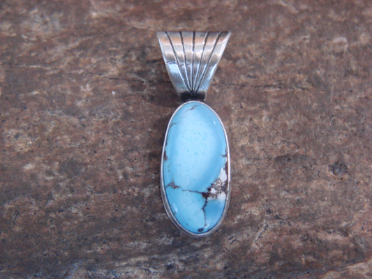 Native American Sterling Silver & Kingman Turquoise Pendant by Yellowhair