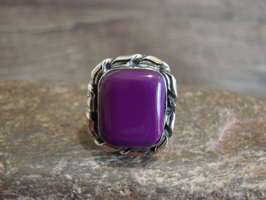 Native American Nickel Silver & Purple Spiny Oyster Ring Size 7 - Cleveland