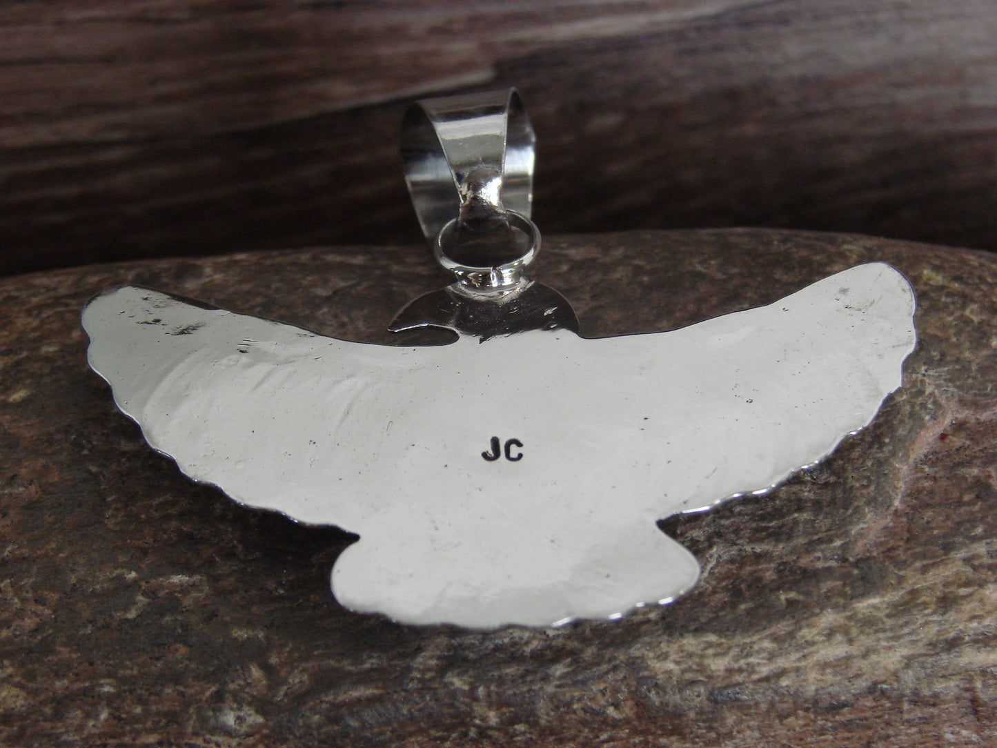 Native American Nickel Silver & Turquoise Eagle Pendant - Cleveland