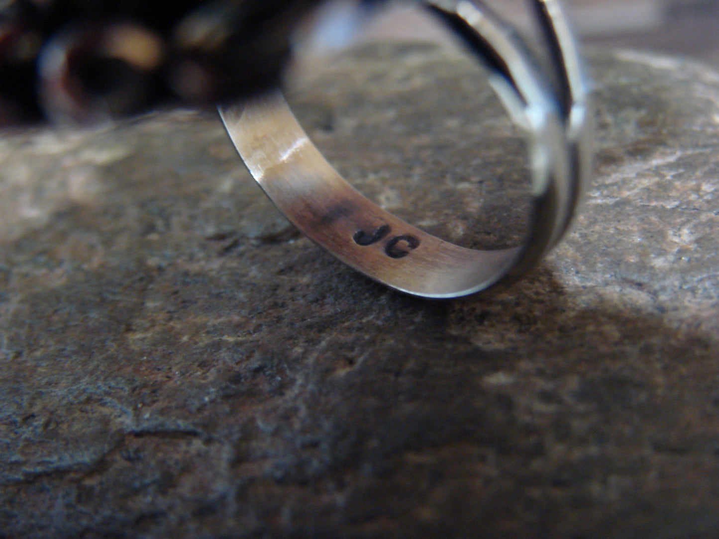 Native American Nickel Silver & Turquoise Ring by Cleveland - Size 10.5