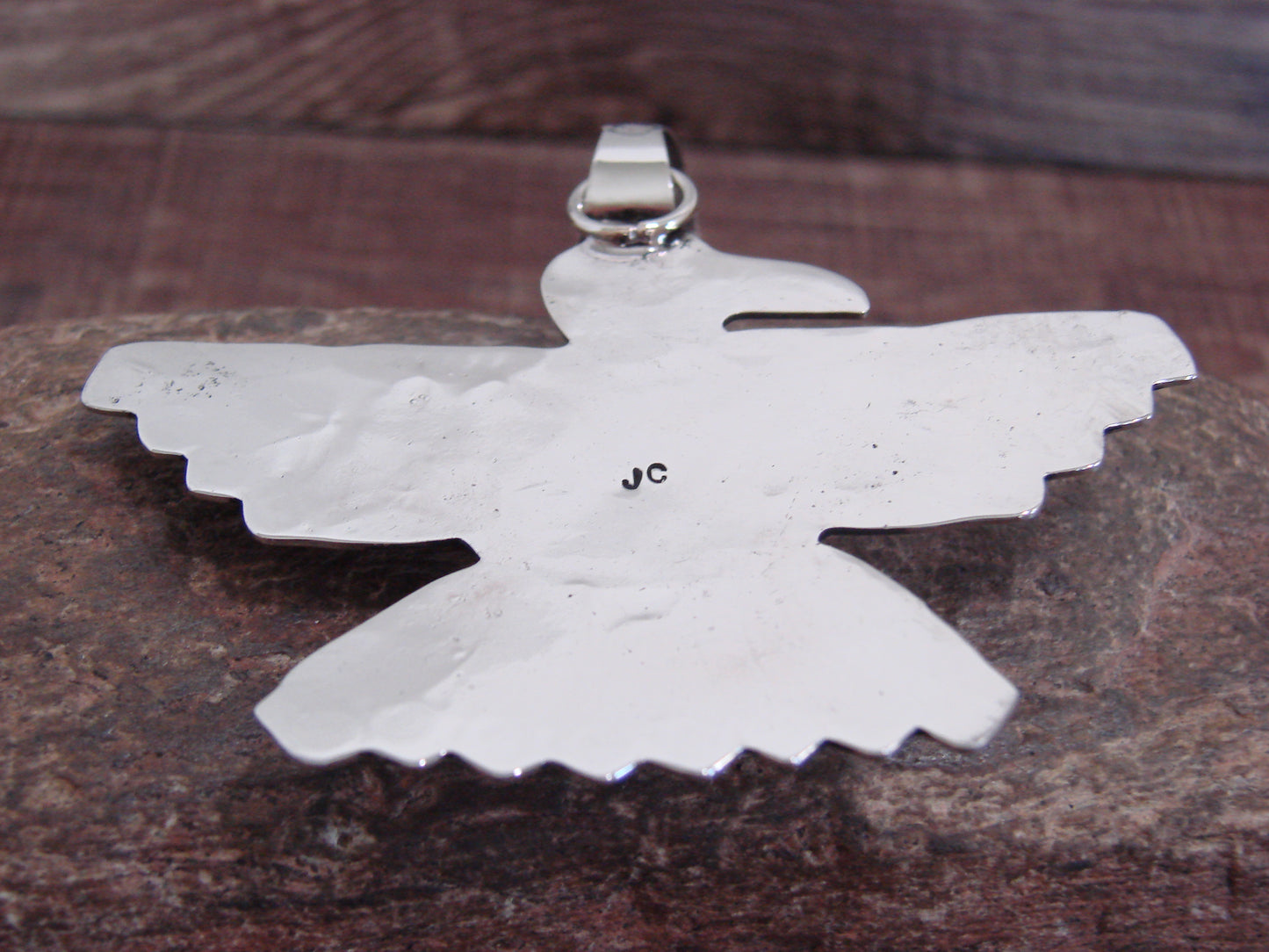 Native American Nickel Silver & Turquoise Eagle Pendant - Cleveland