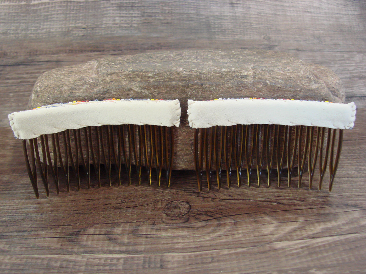 Native American Hand Beaded Hair Comb Set by Cleveland