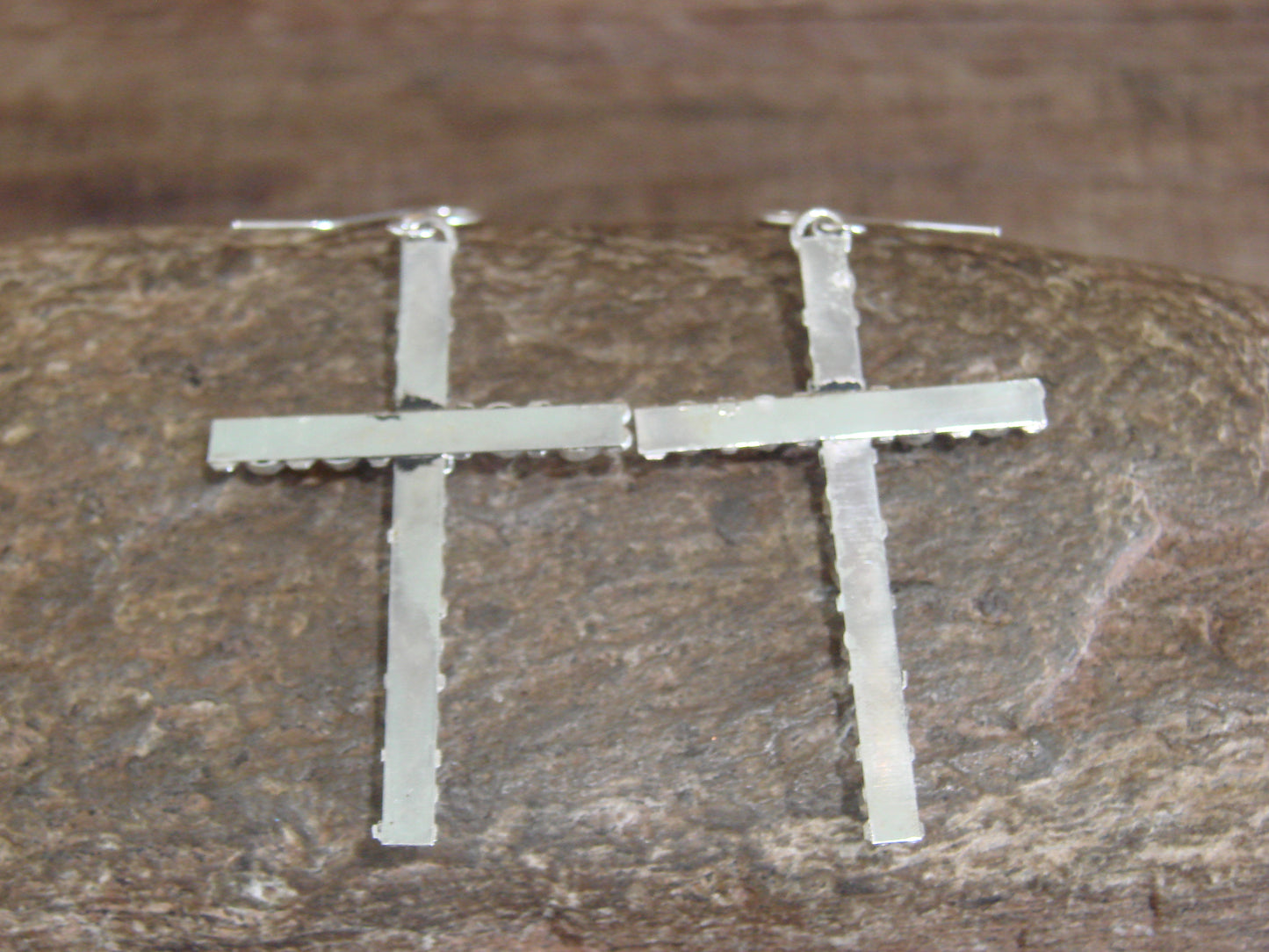 Native American Sterling Silver Turquoise Cross Dangle Earrings By Kaammasee
