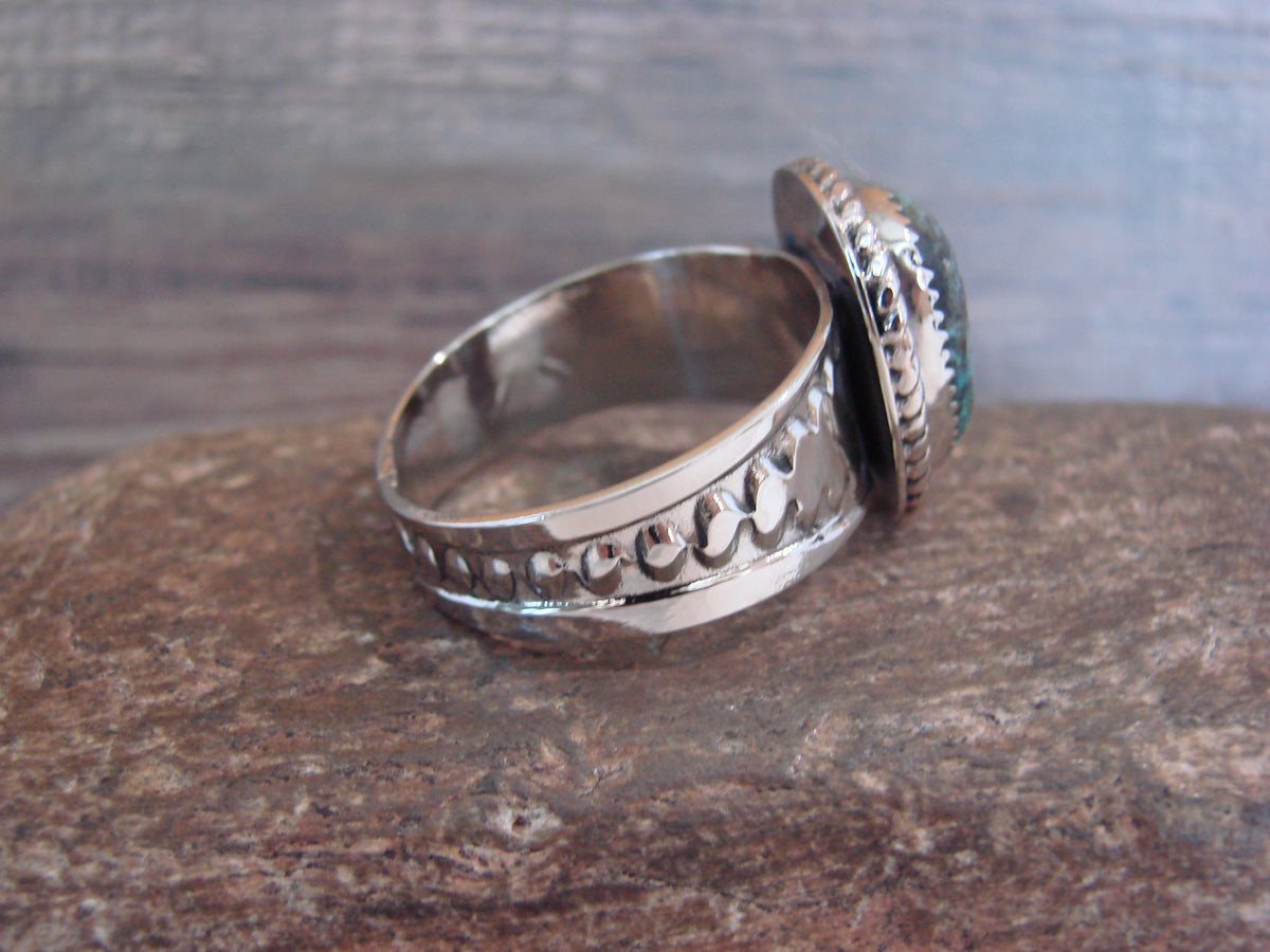 Native American Nickel Silver & Turquoise Scarf Ring by Cleveland