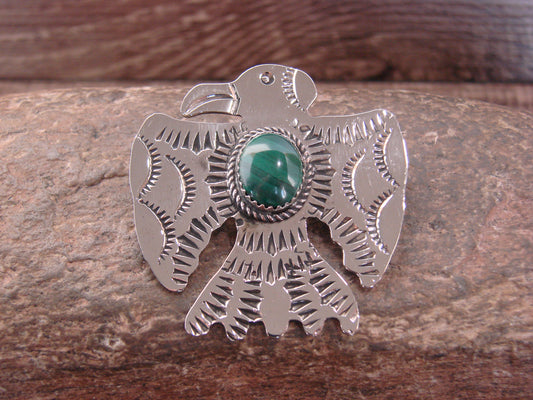 Native American Nickel Silver & Gaspeite Thunderbird Pendant - Cleveland