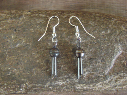 Native American Sterling Silver Squash Blossom Dangle Earrings by Mariano