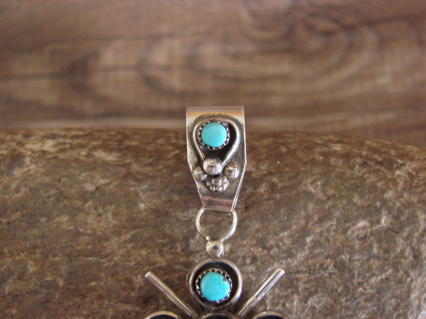 Native American Sterling Silver Reversible Turquoise & Coral Cross Pendant - Booqua