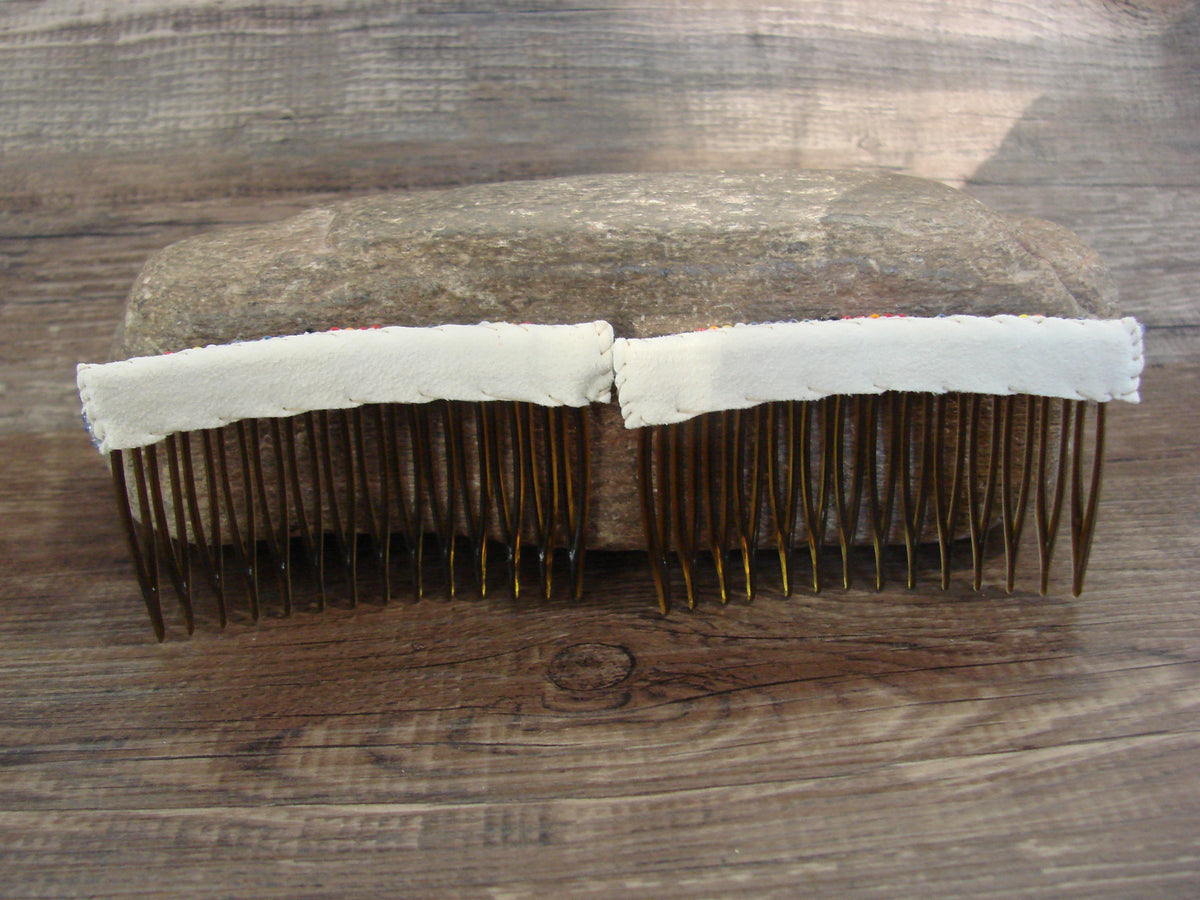 Native American Hand Beaded Hair Comb Set by Cleveland