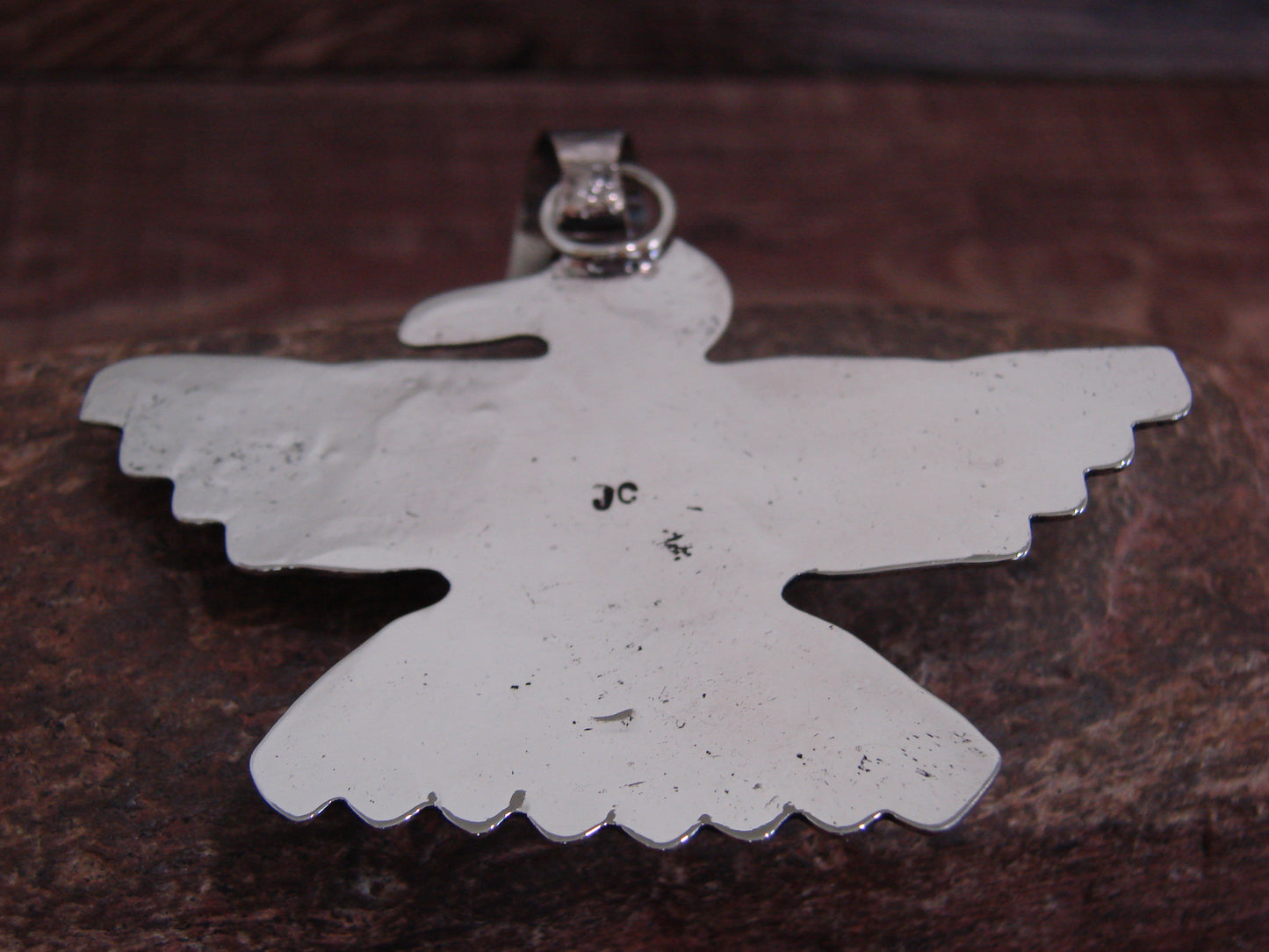 Native American Nickel Silver & Turquoise Eagle Pendant - Cleveland