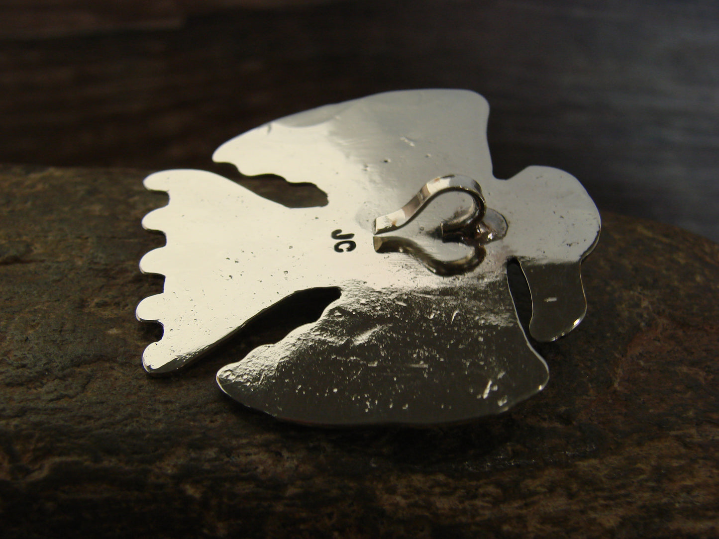 Native American Nickel Silver & Gaspeite Thunderbird Pendant - Cleveland