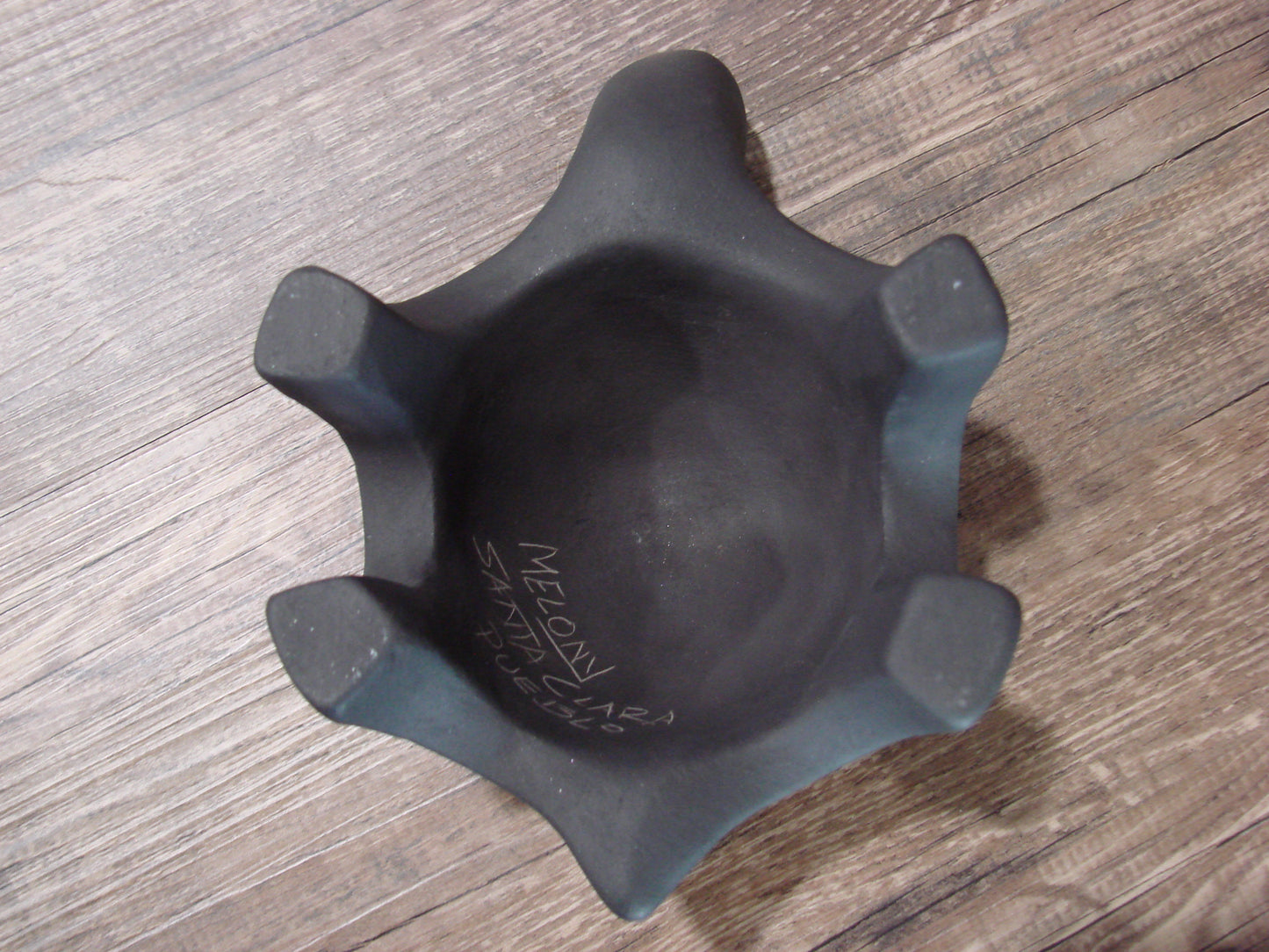 Native American Santa Clara Hand Made Clay Turtle Pottery by Melony