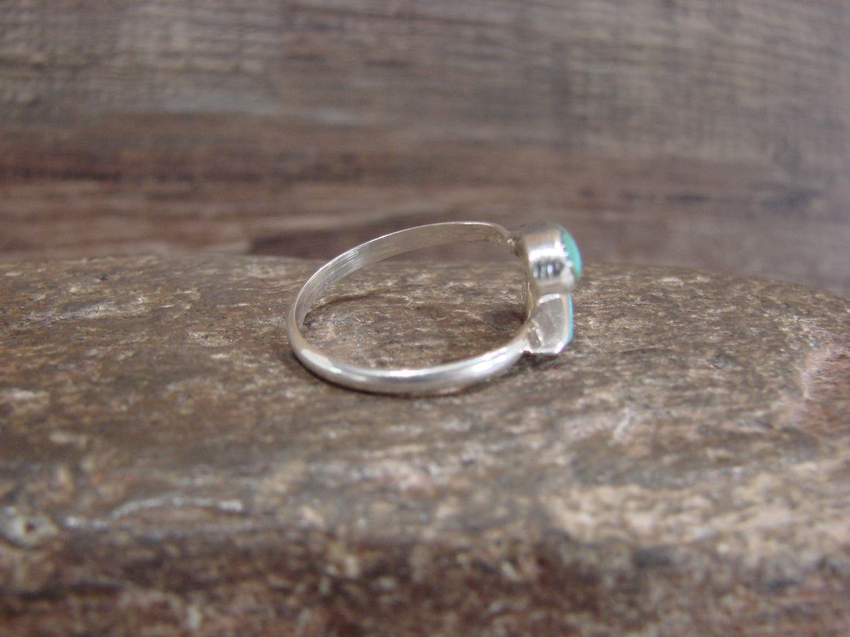 Native American Sterling Silver Turquoise Inlay Adjustable Ring - Nastacio