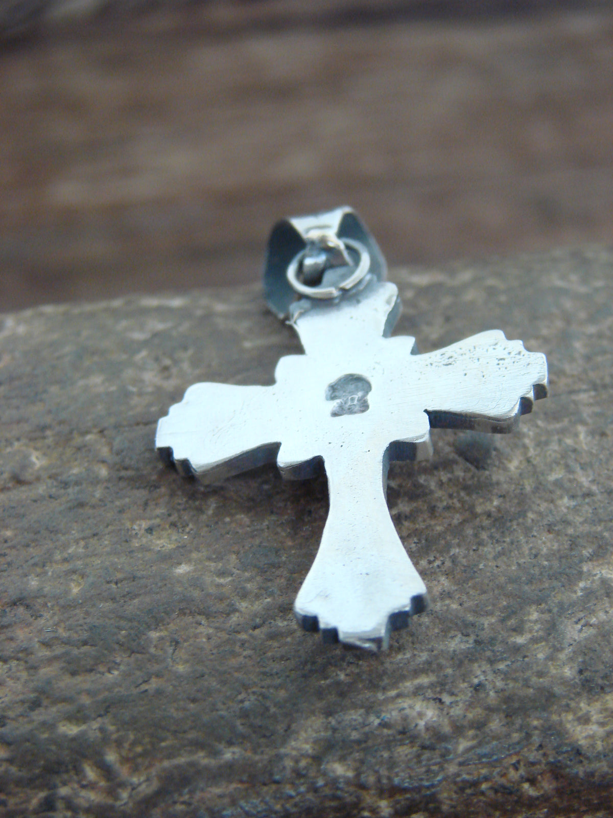 Native American Sterling Silver & Turquoise Cross Pendant - Martinez