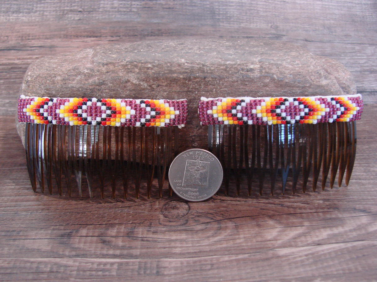 Native American Hand Beaded Hair Comb Set by Cleveland