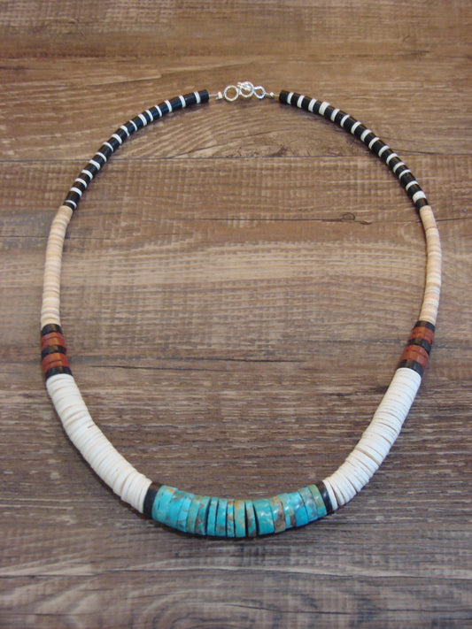 Native American 19" Santo Domingo Multi Stone Heishi Necklace - Crespin