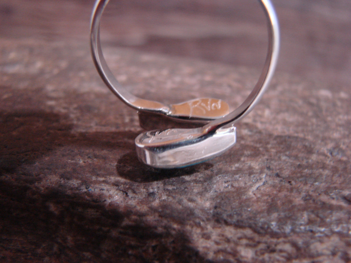 Native American Sterling Silver Turquoise Inlay Adjustable Ring - Nastacio