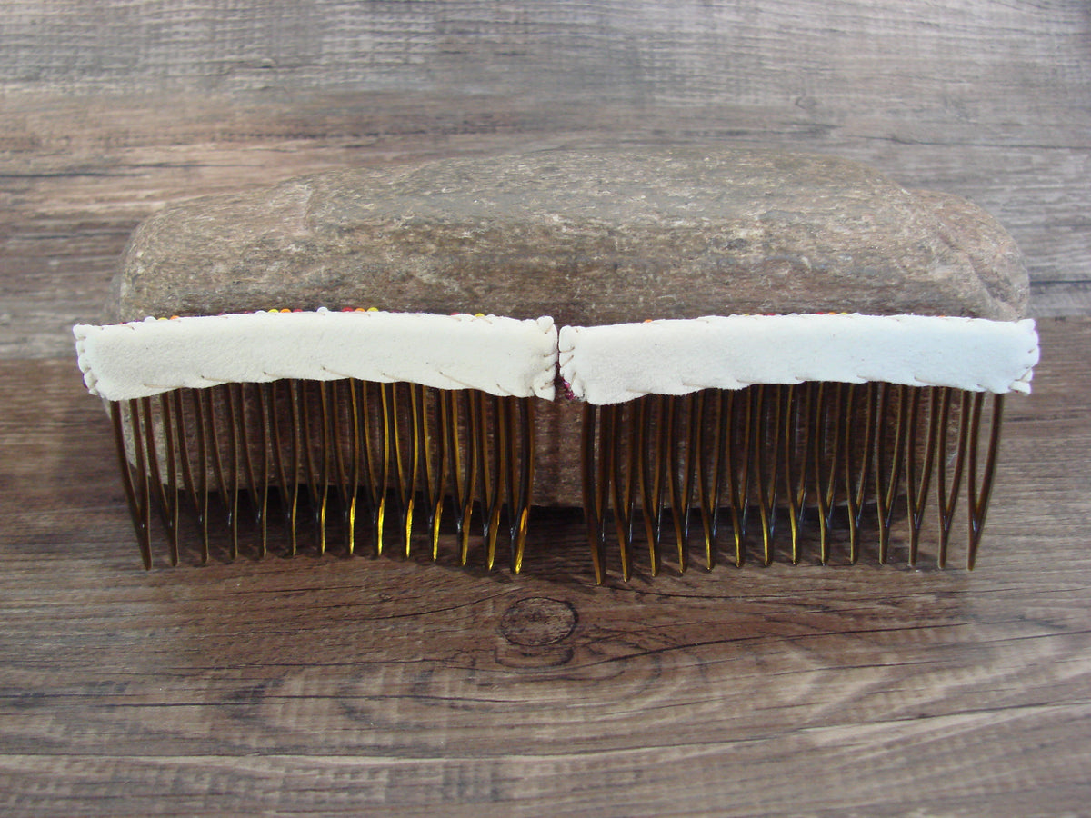Native American Hand Beaded Hair Comb Set by Cleveland