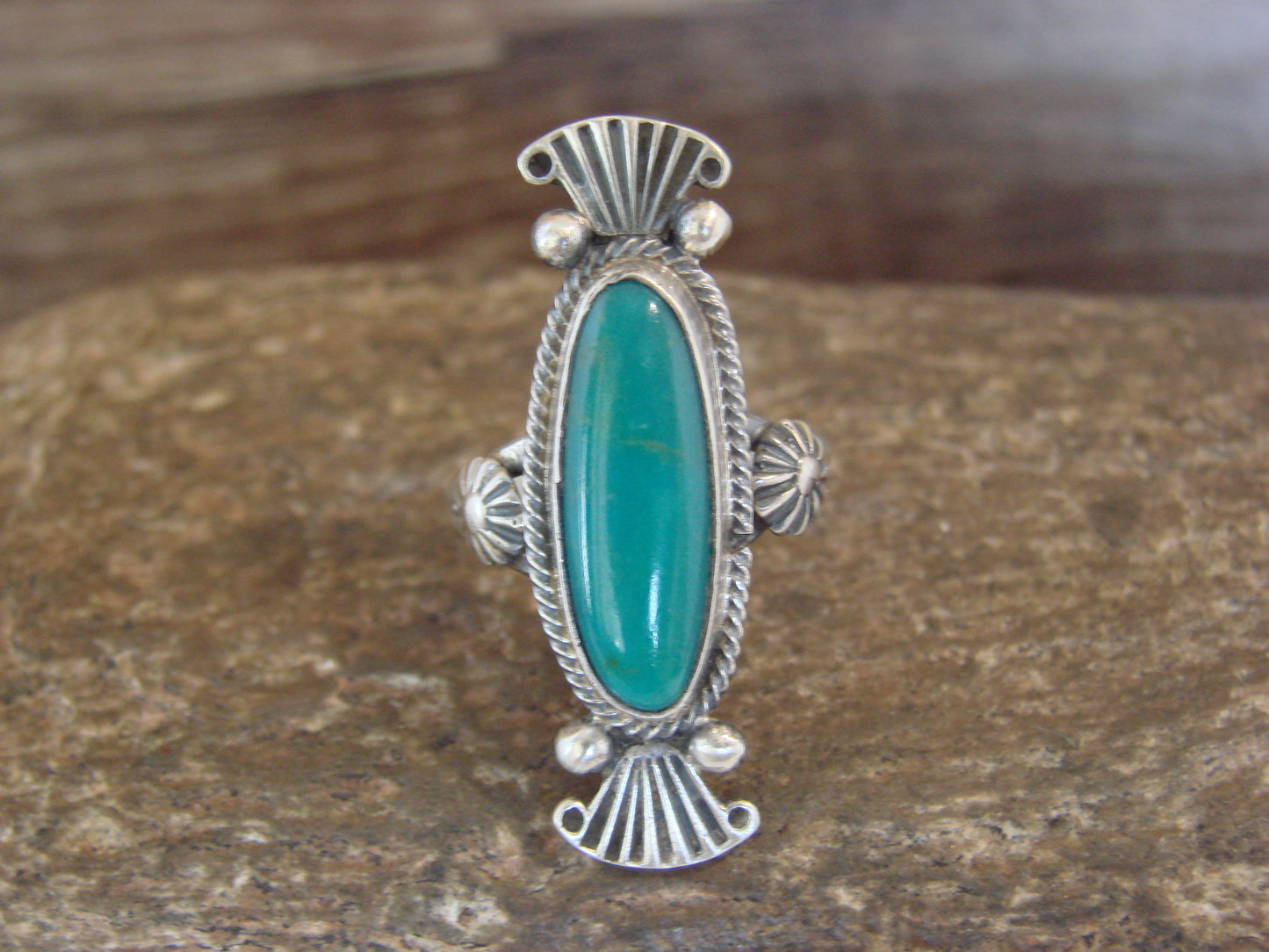 Native American Sterling Silver & Turquoise Ring by Largo - Size 6.5