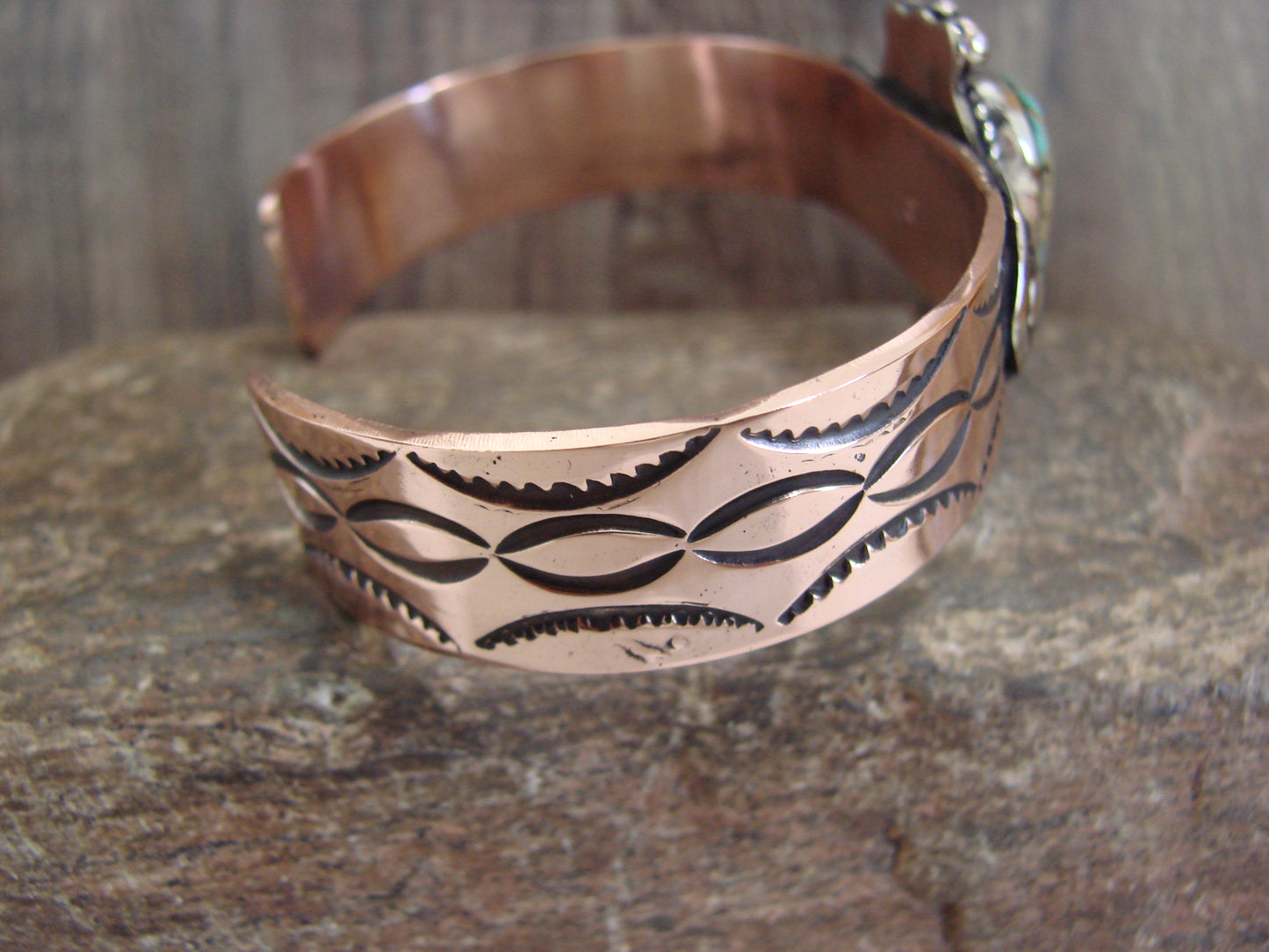 Native American Copper & Turquoise Bracelet by Cleveland