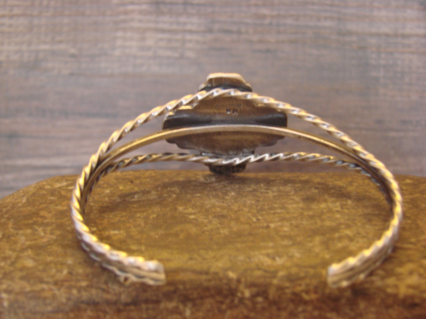 Native American Sterling Silver & Turquoise Zia Bracelet by Gordon