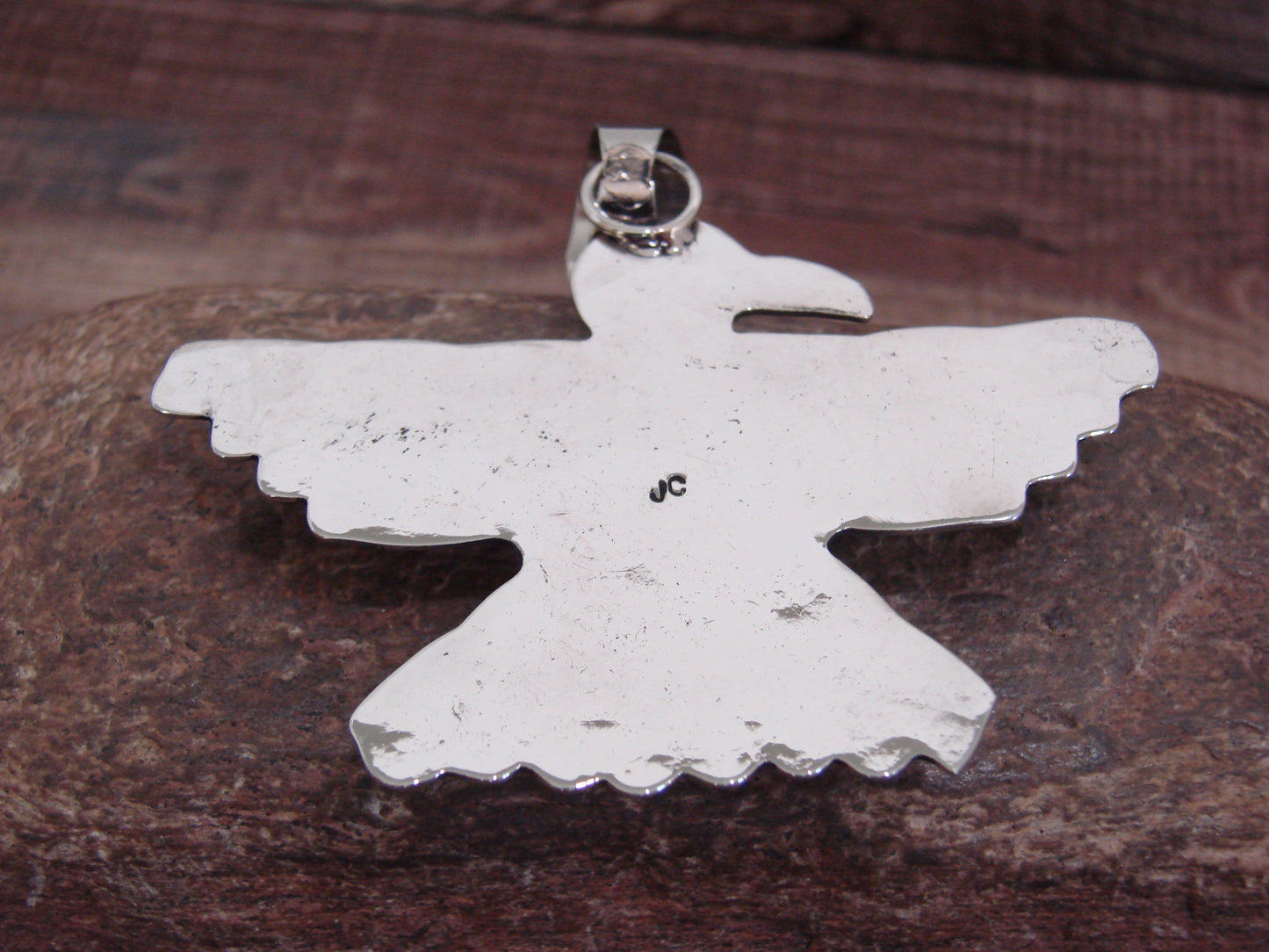 Native American Nickel Silver & Turquoise Eagle Pendant - Cleveland