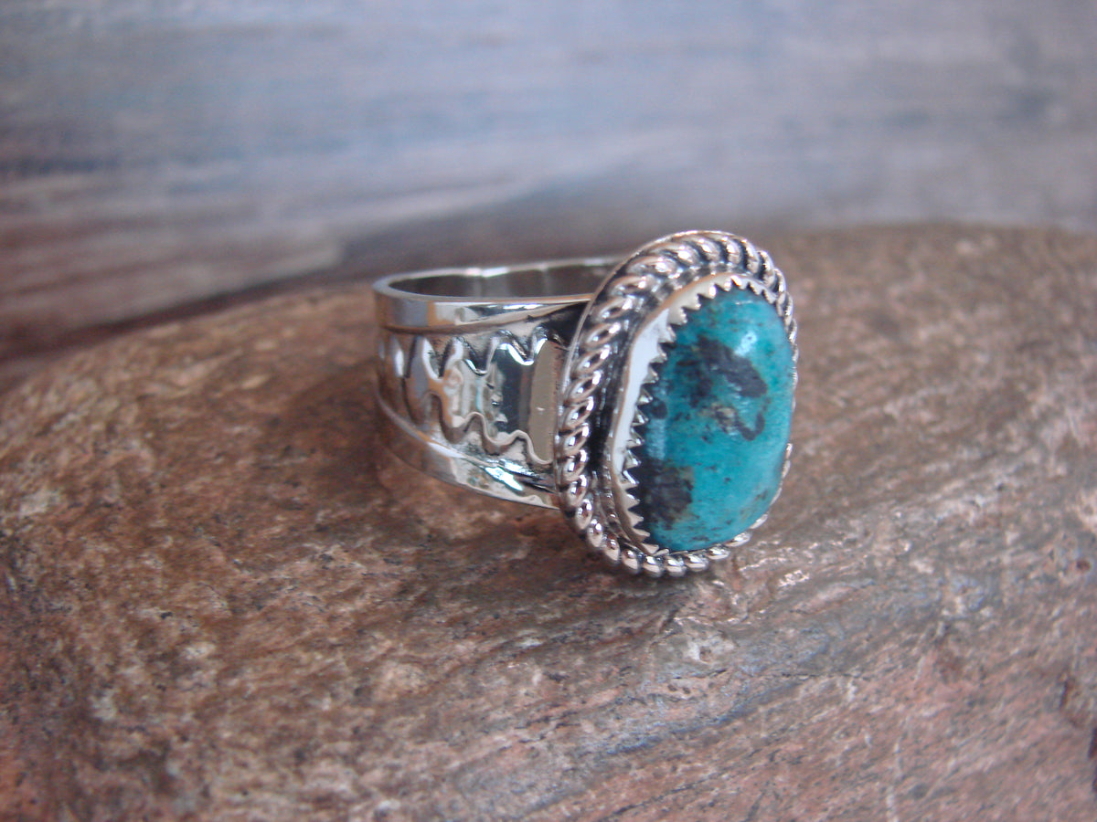 Native American Nickel Silver & Turquoise Scarf Ring by Cleveland