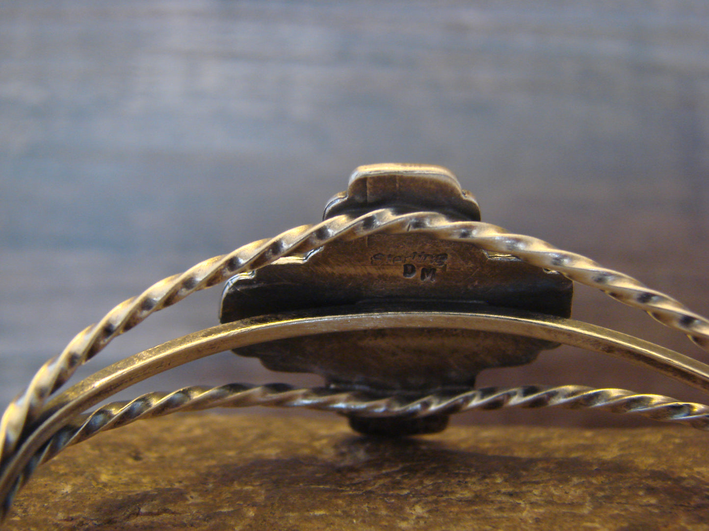 Native American Sterling Silver & Turquoise Zia Bracelet by Gordon