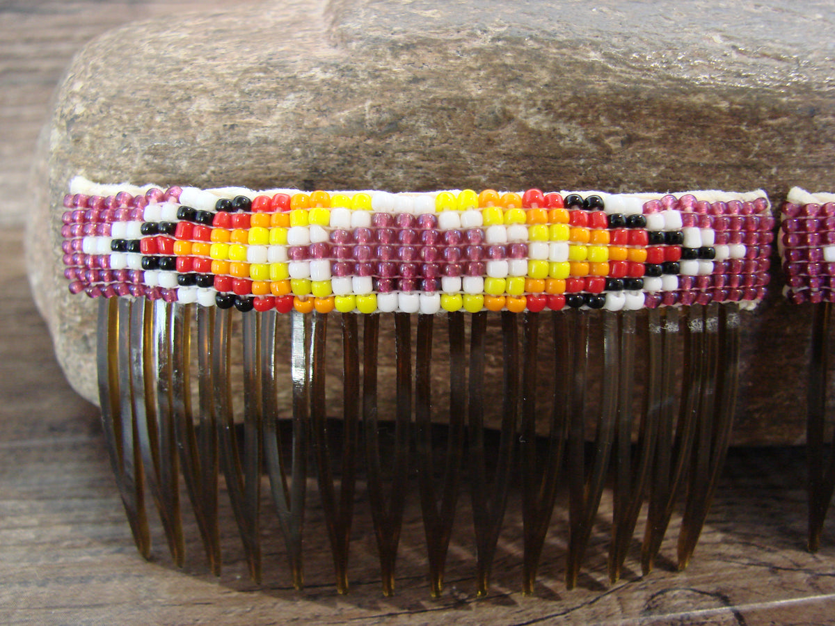 Native American Hand Beaded Hair Comb Set by Cleveland